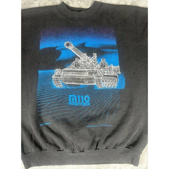 Vintage M110 Howitzer Tank Crewneck Sweatshirt 100% Cotton XL - Picture 2 of 9